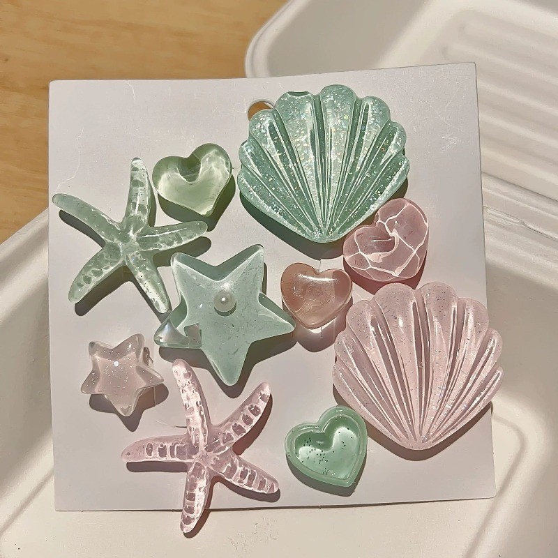 น่ารัก 3D Pentagram รองเท้า Charms สําหรับ DIY ออกแบบปลาดาว Jbitz สีชมพูสีเขียวรูปหัวใจ Jbbit ที่ถอดออกได้สําหรับชายรองเท้าอุปกรณ์เสริม