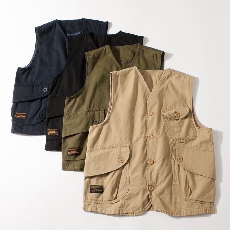 ญี่ปุ่น Multi-Pocket Tooling Vest สไตล์ Unisex