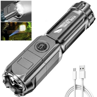 LED Flashlight Super Bright Zoom Flashlight Portable USB Rechargeable T6 Flashlight ABS Strong Light