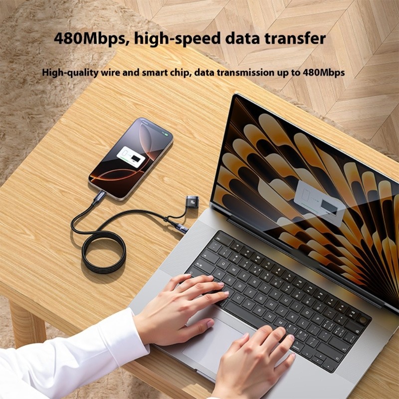 NAMA 3 in 1 อุปกรณ์สายชาร์จเหมาะสําหรับแล็ปท็อปโทรศัพท์ความเร็วสูง 480Mbps อลูมิเนียมเสริม 3 in 1 C