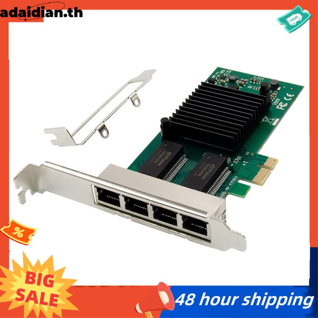 I340-T4 PCI-E X1 การ์ดเครือข่ายเซิร์ฟเวอร์ Gigabit 4 พอร์ต RJ45 PCI Express X Gen 2.1 5GT/S 82580EB 
