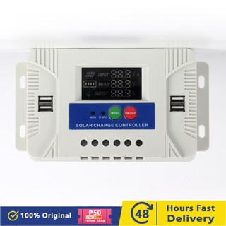 【STOCK】  PWM Solar Panel Regulator Charge Controller battery charger 20A-60A LCD Display 4USB output