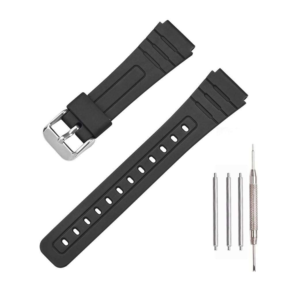 TPU Watch Strap Compatible for Casio F-91W/F-84/F-94/F-105/F-108/A-158/A-168 Men's and Women's 18mm 