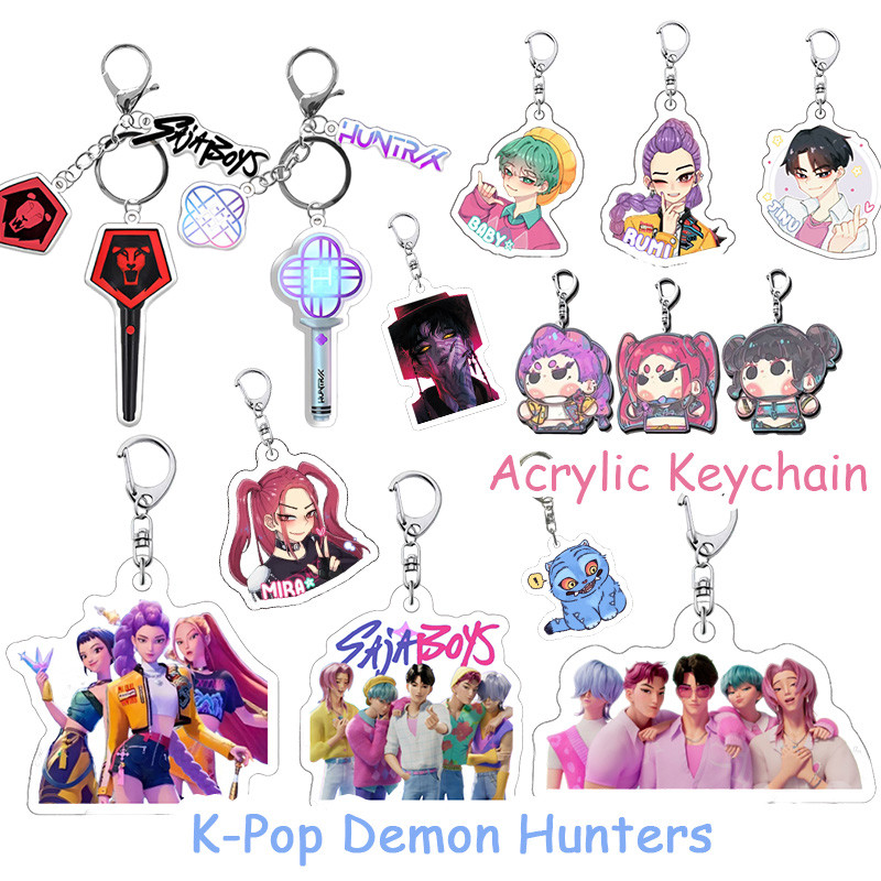 4 ชิ้น KPop Demon Hunters อะคริลิคพวงกุญแจ Saja Boys ของที่ระลึก Key แหวนคอลเลกชัน