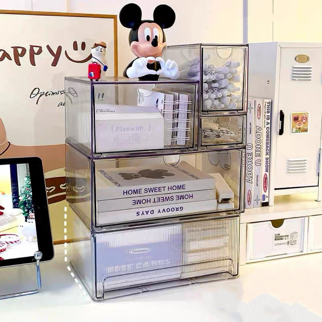 DIY กล่องใส่ของ ลิ้นชักเล็ก กล่องเก็บอุปกรณ์ตั้งโต๊ะ หลายขนาดประกอบ วางซ้อนกันได้ KKHOME - รูปที่ 6