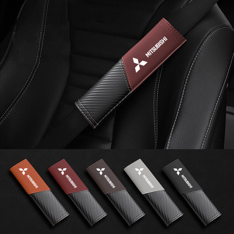2 ชิ้น Mitsubishi Universal รถที่นั่งเข็มขัดนิรภัยครอบคลุมเข็มขัดหนังไหล่ Pad รถที่นั่งเข็มขัดไหล่ Protectors สําหรับ Mitsubishi Xpander Triton Lancer Outlander Asx Mirage Attrage