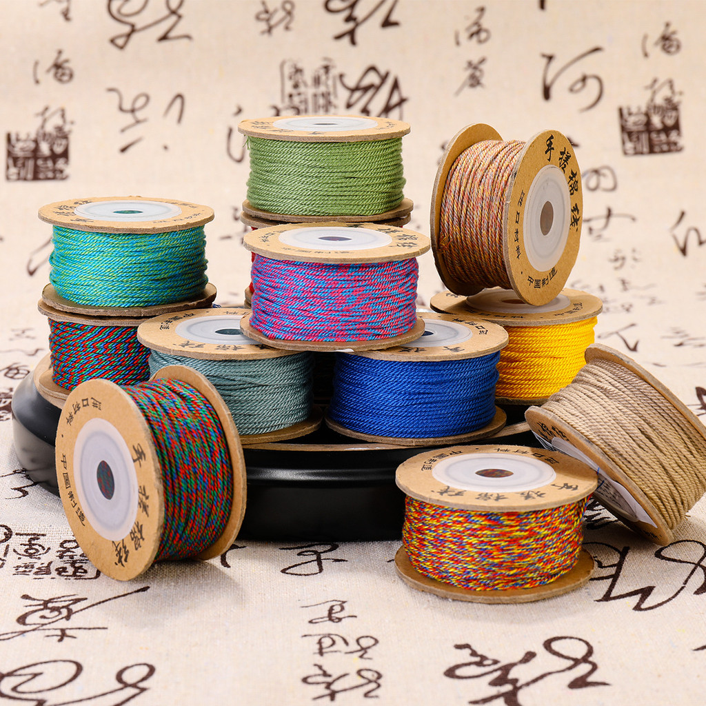 15-25เมตรที่มีสีสันทิเบตสวมทนมือถูด้ายฝ้ายทอมือเชือกทําเองสร้อยข้อมือสร้อยคออุปกรณ์ทอผ้า
