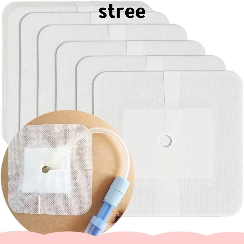 STREE 10pcs Feeding Tube Pad, Gtube Supplies ผ้าพันแผลแผล Chest Catheter Cover, ทนทาน Peritoneal ฟอก