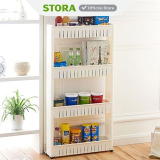 Stora Rak Troli Slim 4 Tingkat 54x13x103 cm - Putih Troli Penyimpanan Trolley Serbaguna Troli Multifungsi Storage Trolley