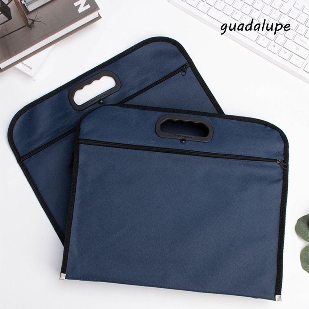GUADALUPE ผ้าใบแฟ้มกระเป๋า B4/A4 กันน้ํา 1PC ความจุขนาดใหญ่ Notebook Organizer อุปกรณ์สํานักงาน Oxford ผ้า Conference กระเป๋า