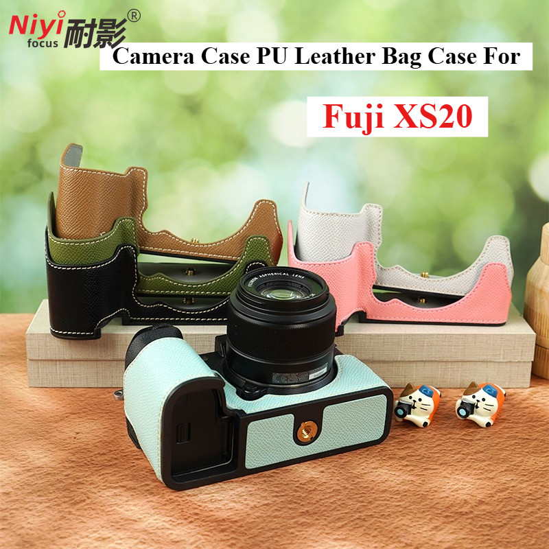 Fuji XS20 กระเป๋ากล้อง PU กระเป๋าหนัง Protrector Cover Fuji XS20 ฐานหน้าต่างรูปแบบปาล์มอุปกรณ์เสริมก