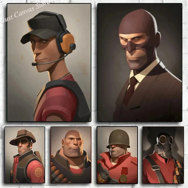 ภาพพิมพ์โปสเตอร์ผ้าใบจากเกม Team Fortress 2 ภาพวาดสำหรับตกแต่งบ้าน