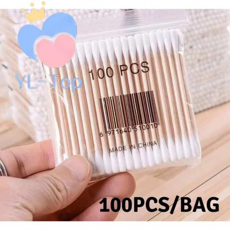 100 ชิ้น/แพ็ค Cotton Buds ผ้าฝ้ายทิ้งความงามแต่งหน้าจมูกผ้าฝ้ายเด็ก G2061