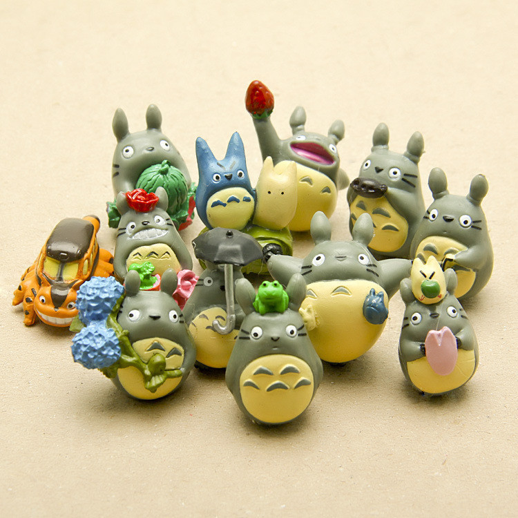 12 ชิ้น/เซ็ตสตูดิโอ Ghibli Totoro Mini เรซิ่นตัวเลขการกระทํา Hayao Miyazaki Miniature เค้ก Toppers ตุ๊กตาตกแต่งสวน