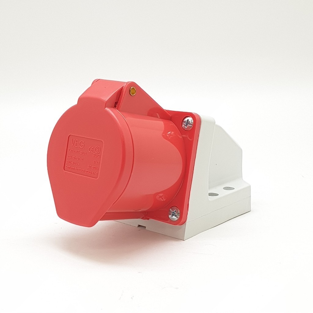 room_shop101 V.E.G พาวเวอร์ปลั๊กตัวเมีย(แบบฝัง) 3P+E 32A IP44 สีแดง รุ่น RG-S124