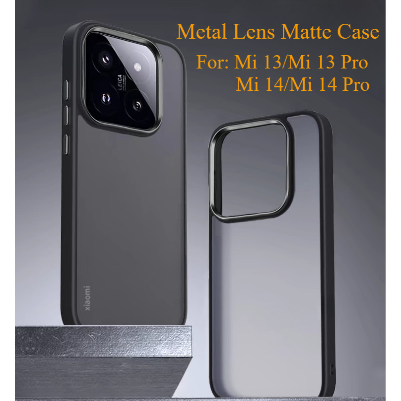 เลนส์โลหะ Frosting Anti-Fingerprints เคส Xiaomi 14 Mi 13 Pro เคสโทรศัพท์ Mi14 Pro Case เคสแข็ง