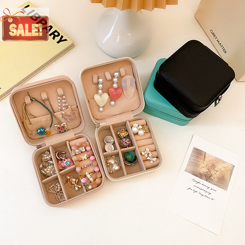 Bl Mini Jewelry Organizer Display Travel เครื่องประดับซิปกล่องต่างหูสร้อยคอแหวนแบบพกพากล่องเครื่องประดับ Flip Top Storage A