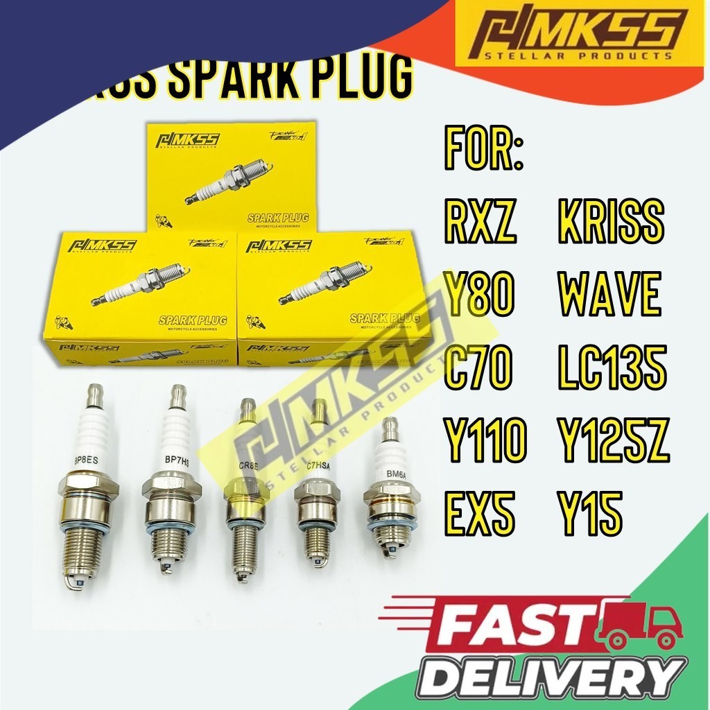 STOCKVGL SPARK PLUG (F5TC/BM6A/A7TC/E6TC/B8TC) PLUG RXZ Y80 C70 Y110 EX5 KRISS WAVE LC135 Y125Z Y15 