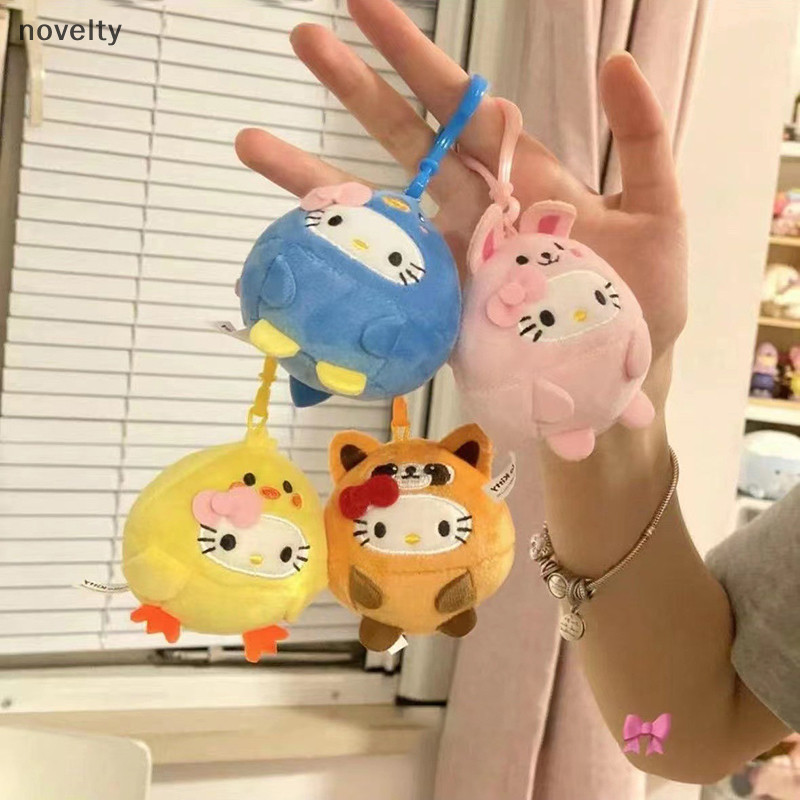 Nly Sanrio ตุ๊กตายัดตุ๊กตานุ่มพวงกุญแจการ์ตูน Hello Kitty Plushies กระเป๋าจี้อุปกรณ์เสริมสาวของขวัญของเล่นเด็ก N