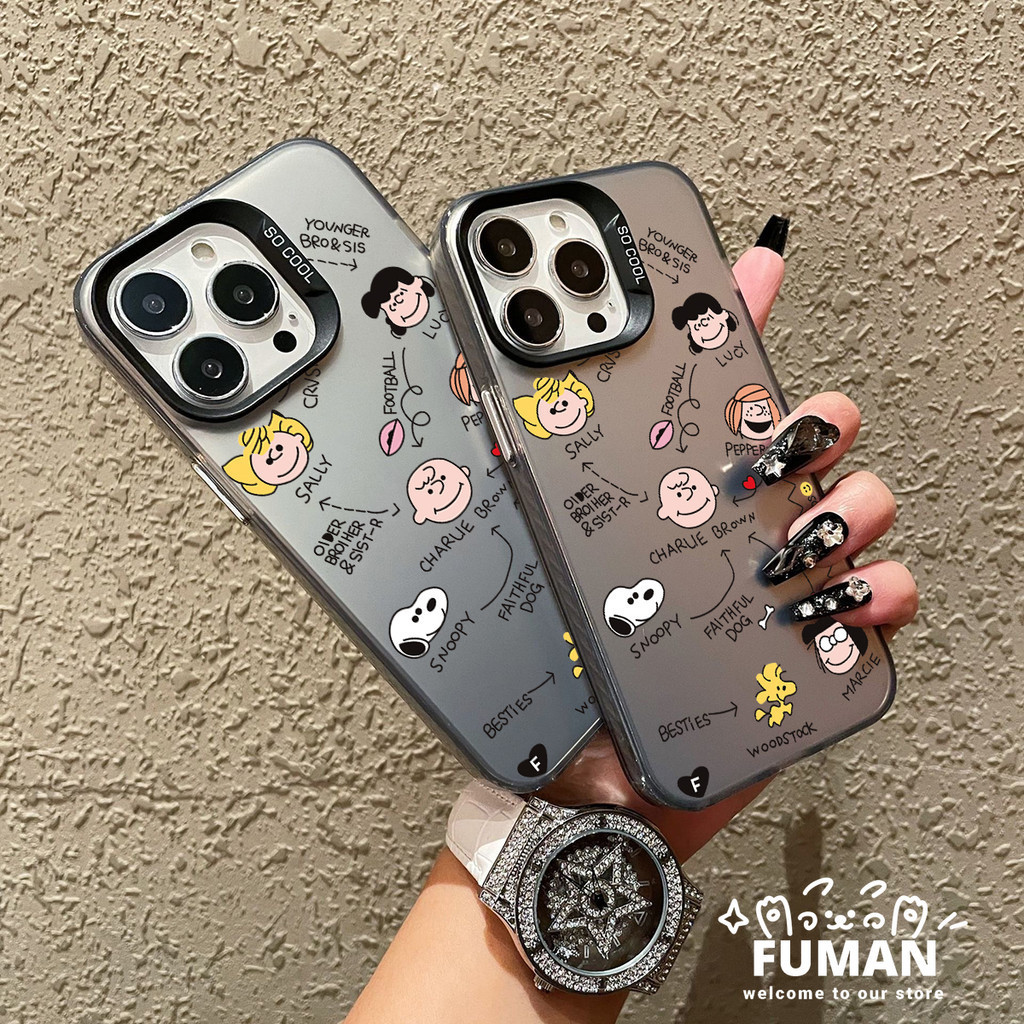 สําหรับ Samsung Galaxy S24 S23 S22 S21 Ultra FE Plus A11 M11 A32 4G A20S A30 A20 A10 A7 2018 เคสโทรศัพท์แฟชั่นน่ารักการ์ตูน Snoopy เลเซอร์เลนส์กันชนฝาครอบ