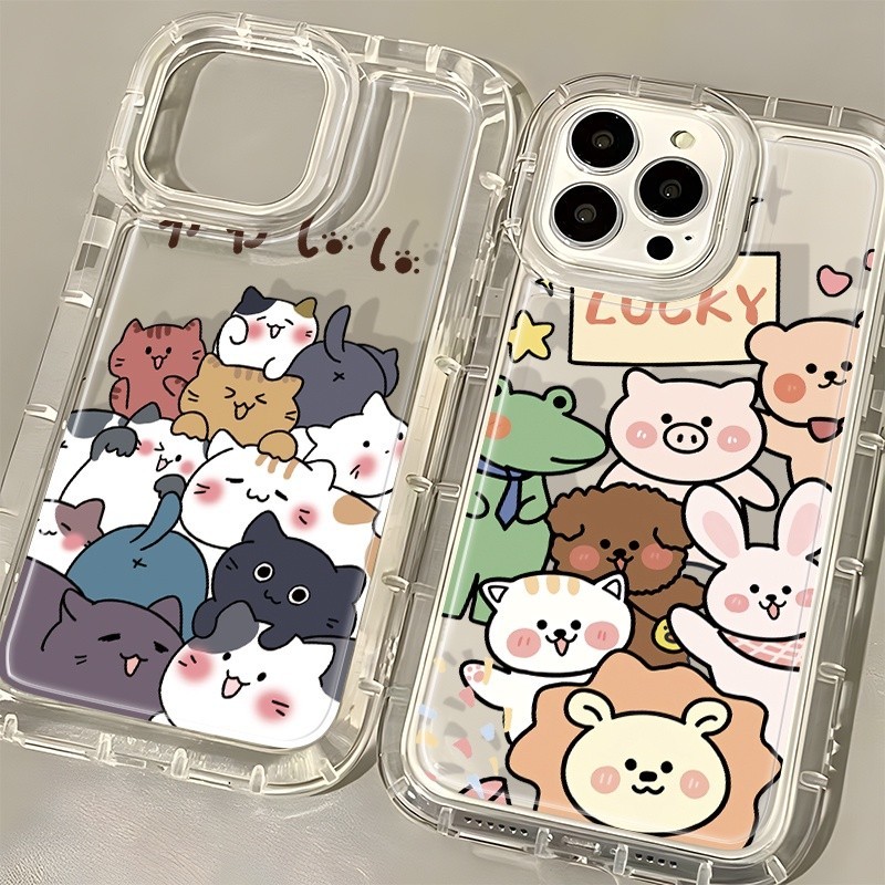 ลูกแมวน่ารัก Mi และหมีฤดูใบไม้ร่วงโปร่งใส Soft Case HP Realme C75 C75x C65 หมายเหตุ 60 หมายเหตุ 60x 