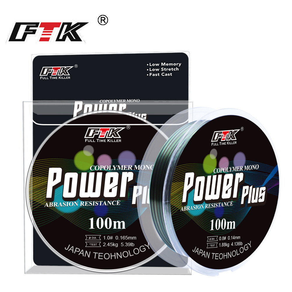 Ftk 1 PC 100 M 3 สีเปลี่ยนสายตกปลาไนลอน 2.45Kg-15.6Kg สายตกปลา Monofilament Sea Fishing Tackle สีหลักสีเขียว