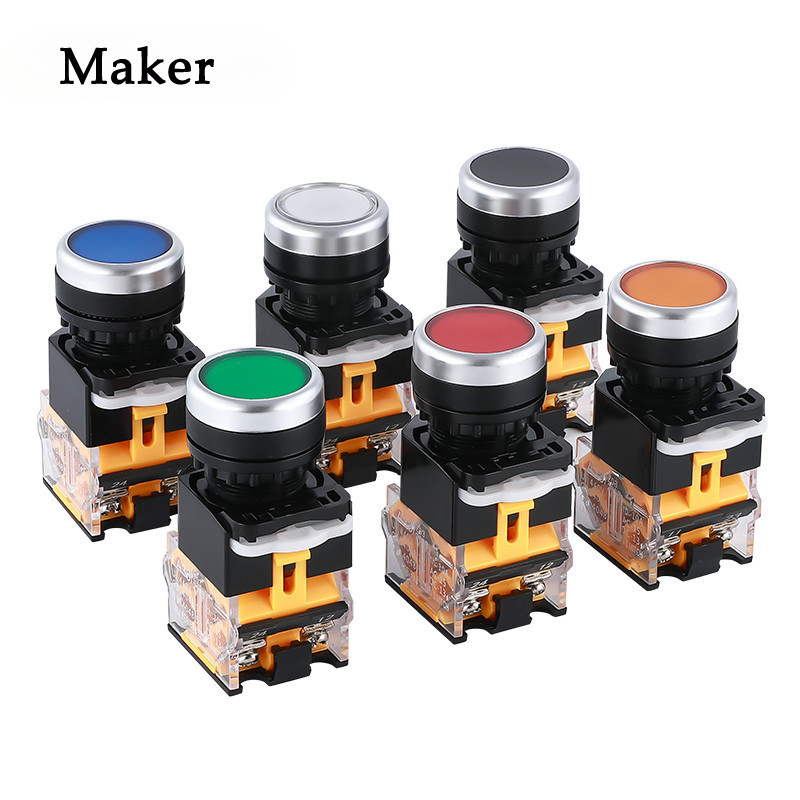 สวิตช์ปุ่มกด LA38-11BN 22 มม. 1NO 1NC Start Stop Switch Momentary Self-reset Self-locking LA38 สวิตช
