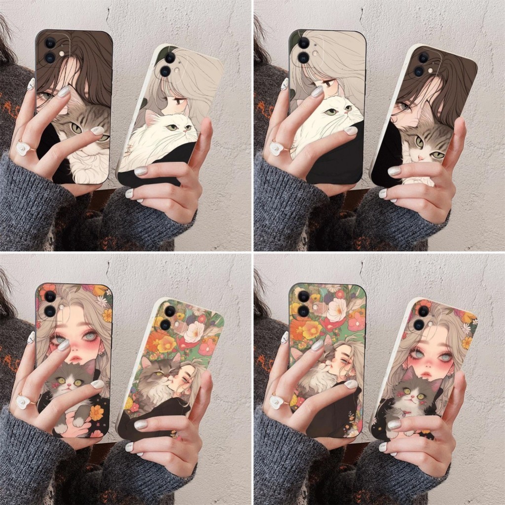 Ins Wind Holding Cat Girl เคสโทรศัพท์กันกระแทก OPPO reno 5 6 4G 7 PRO 5Z 6Z 7Z 5F reno5Z reno6Z reno