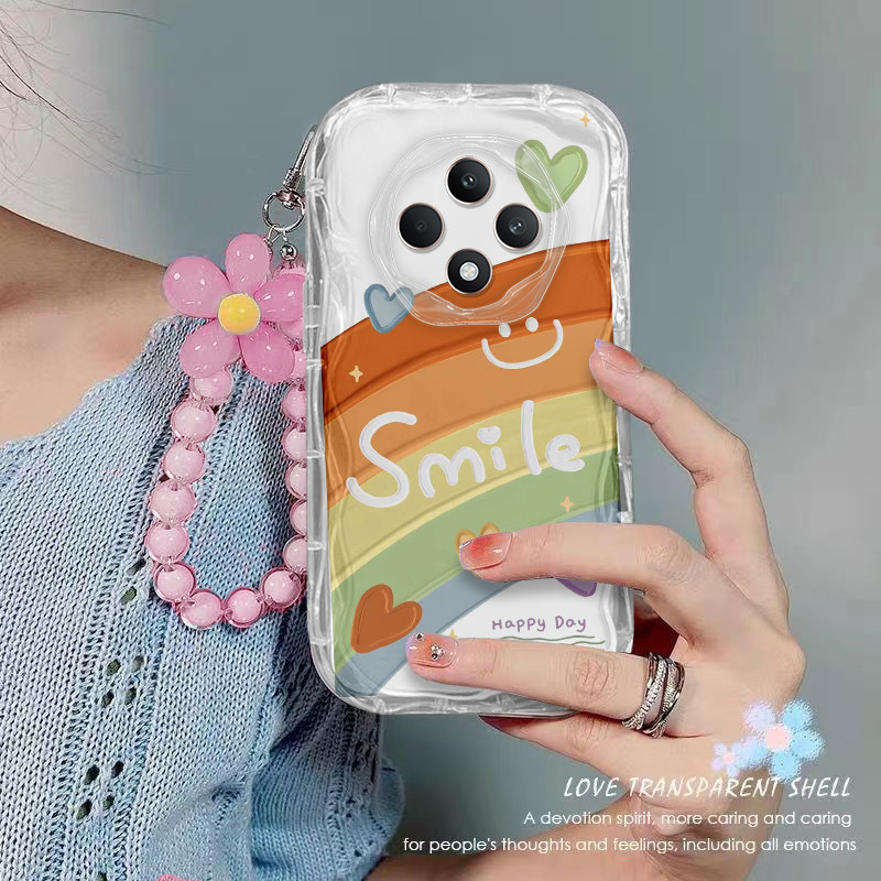 เคส OPPO Reno 12F 5G Reno12F 11F 11 10 PRO 8Z 7Z โปร่งใสความงามกันกระแทกป้องกันกล้องดอกไม้ Soft Wave Edge TPU เคสโทรศัพท์