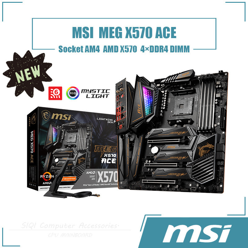 [ใหม่] Msi MEG X570 ACE ซ็อกเก็ตเมนบอร์ด AM4 4DDR4 DIMM AMD X570 ชิปเซ็ตมาตรฐาน ATX 128GB