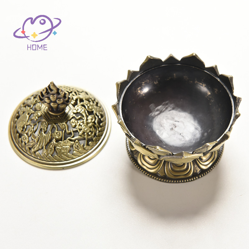 [mayhome] ทิเบตสะสมรูปปั้นดอกบัวมงคลสีบรอนซ์กล่องกระถางธูป Censer {TH} - รูปที่ 5