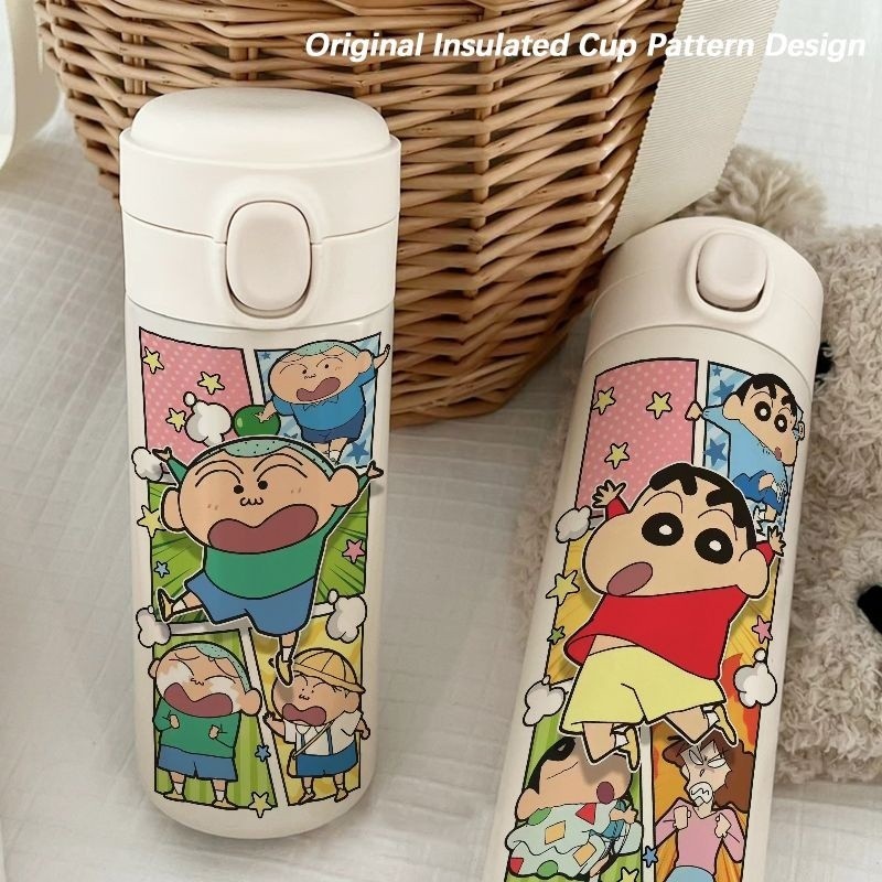 Crayon Shin-Chan Zhengnan กระติกน้ำร้อนความจุขนาดใหญ่ถ้วยน้ำสแตนเลส