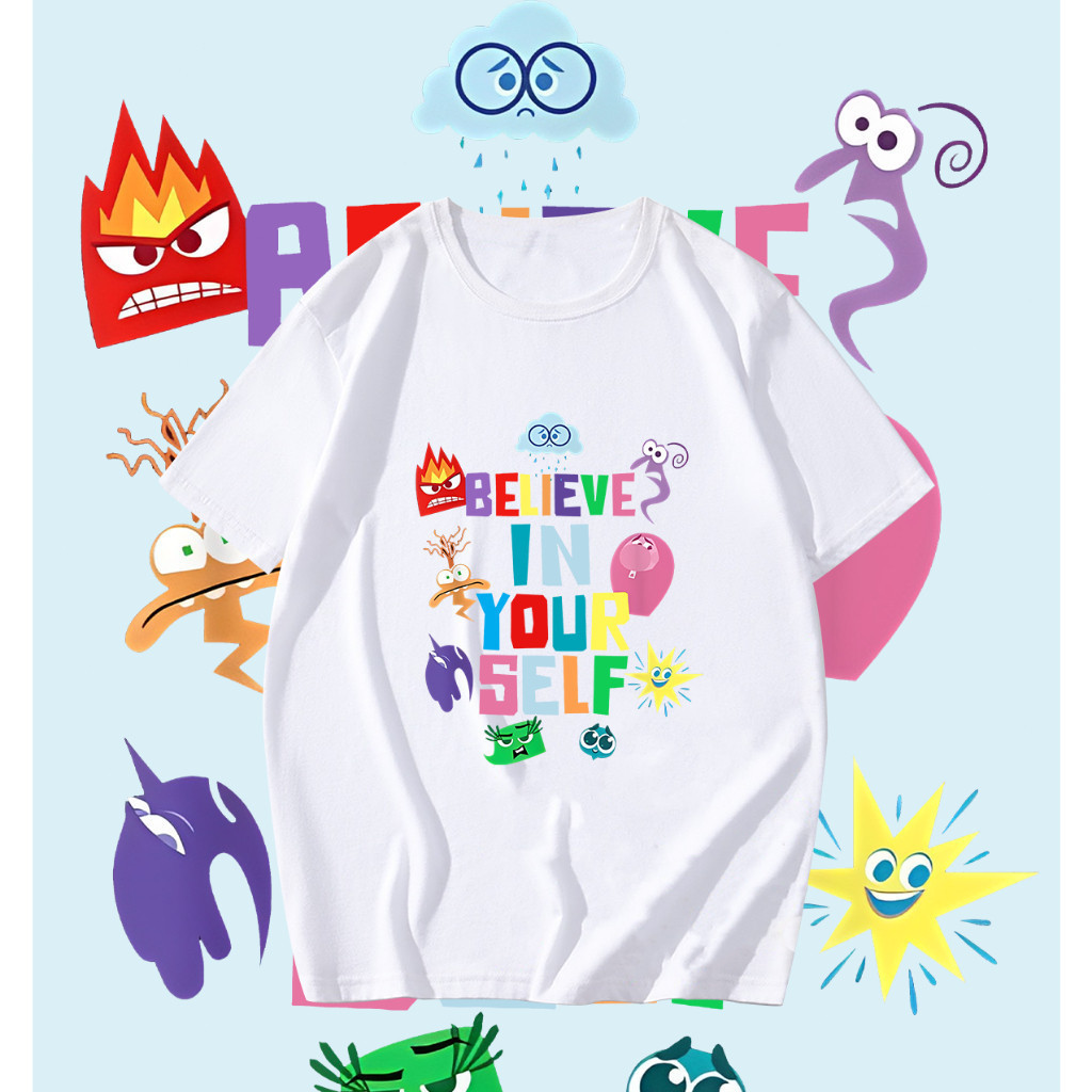 2024new ใหม่ เสื้อ Pixar 's Movie Inside Out 2 T-Shirt 7 XN0ไม่จำกัดเพศ ราคาถูก ฝ้าย 100% สําหรับผู 