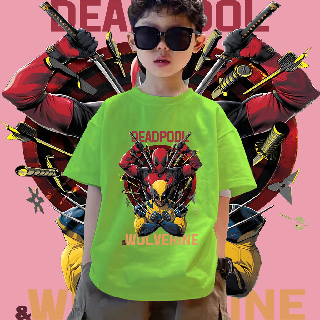 （KIDS）เสื้อยืด Marvel Deadpool & Wolverine แขนสั้นสำหรับเด็กShort sleeve Children's T-shirt DW07 สไตล์ใหม่