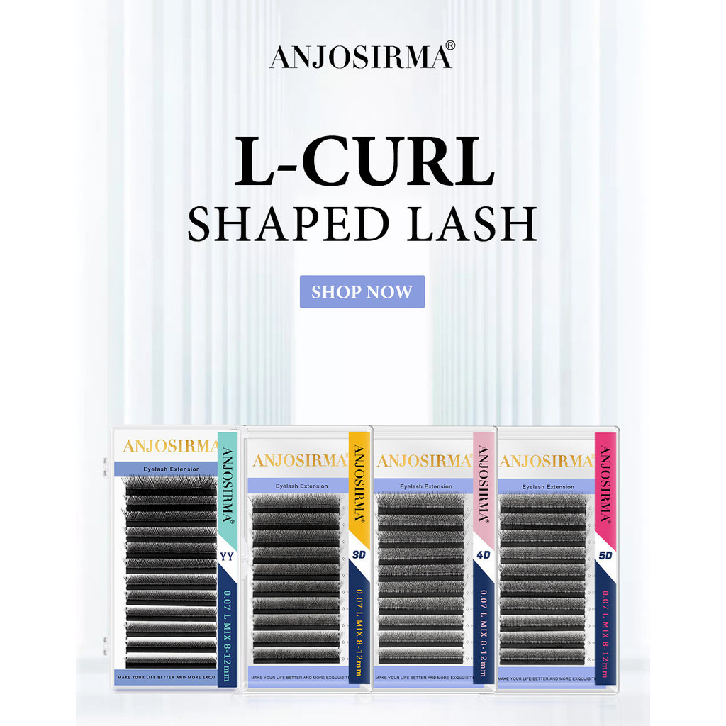 Anjosirma YY/3D4D/5D L Curl ส่วนบุคคล Eyelash Extension อุปกรณ์ Professional Salon ใช้ Mink คุณภาพสูงธรรมชาติ Soft Lashes