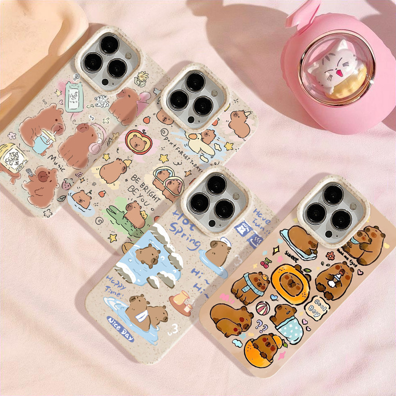 มีความสุขตลกตลกน่ารัก Capybara เคส IPhone 11 15 Pro Max 7Plus 13 14 12 Pro Max XR X XS MAX 14 15 6s 8 7 6 Plus SE 2020