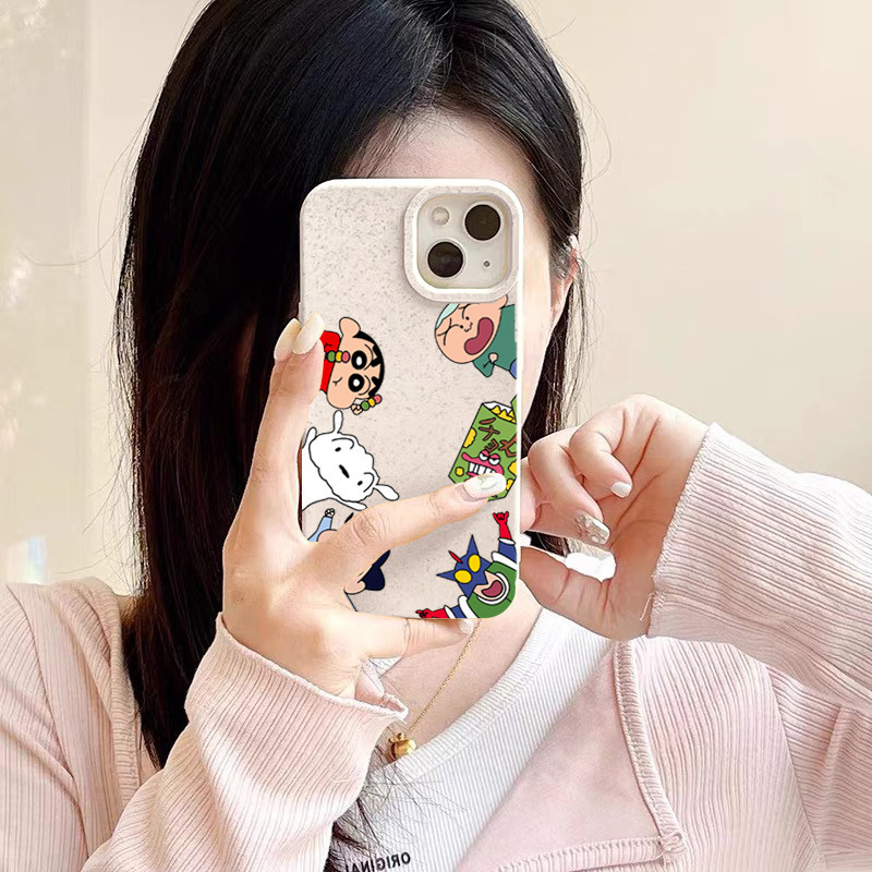 ขั้นสูง กรณีโทรศัพท์ อะนิเมะ ป้องกันการชนกัน iPhone 7/8P 11 13 12 14 15 Pro Max XR XS X เครยอนชินจัง