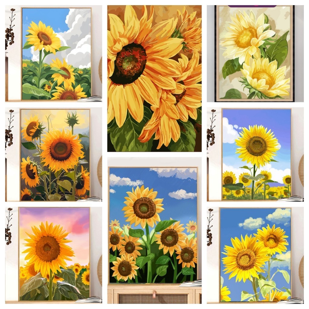 [KS] ดอกทานตะวัน 5d ภาพวาดเพชรเพชรเต็มห้องนั่งเล่น PasteDiamond Cross Stitch ห้องนอนห้องรับประทานอาหารเพชรเย็บปักถักร้อยตกแต่งบ้าน 30x40 ซม./40x50 ซม./50x60 ซม.