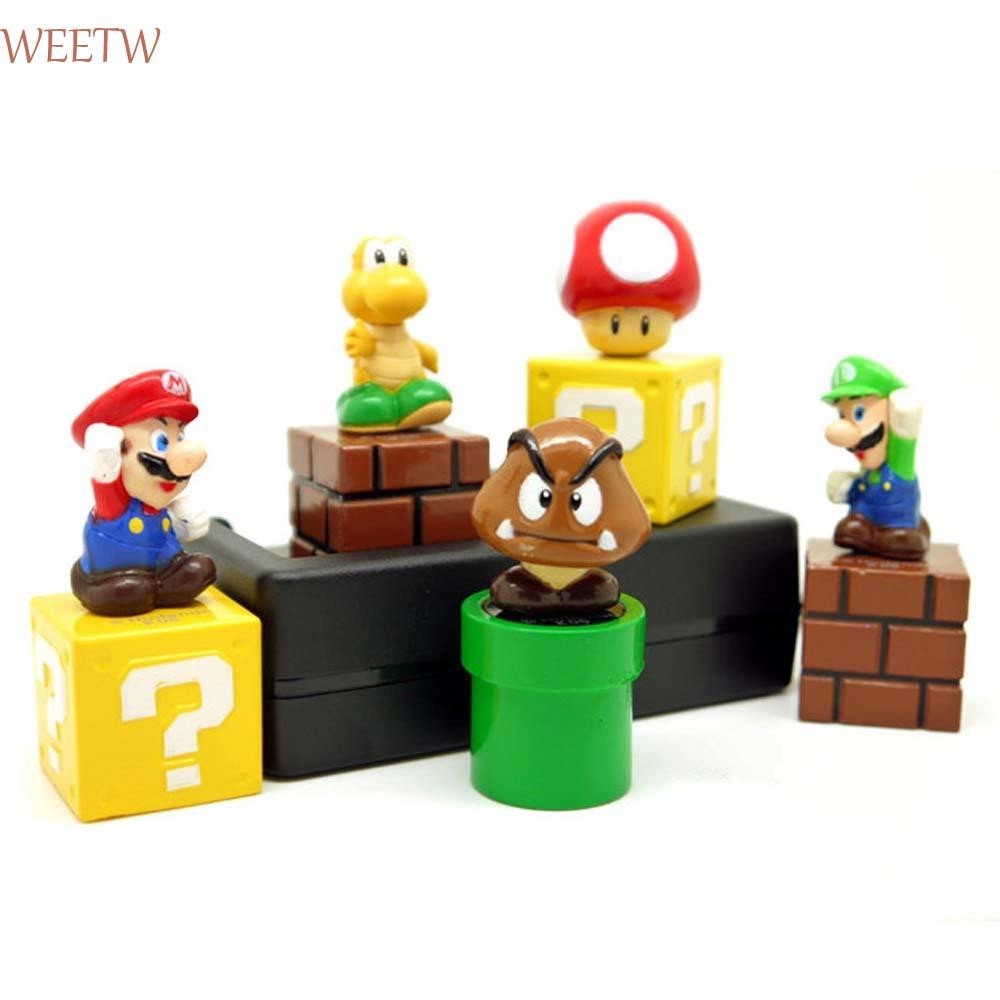 Weekw ตุ๊กตาขยับแขนขาได้น่ารัก 5 ชิ้น/เซ็ตอะนิเมะรุ่นเดสก์ท็อปตกแต่งเห็ด Mario Super Mario Bros.