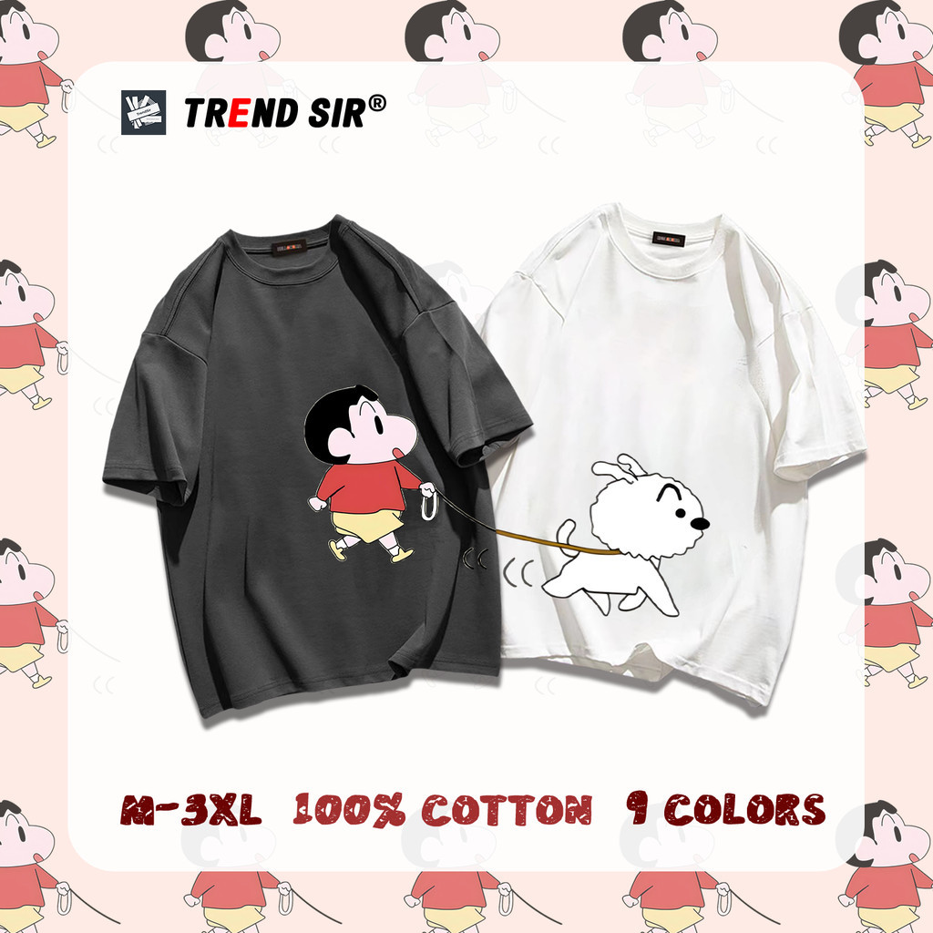 TrendSir💘เแปลเป็นภาษาไทย💕เสื้อโอเวอร์ไซส์ เสื้อยืดนิ่ม Crayon Shin-chan เนื้อผ้าดี😘100% Cotton 9สี M-3XL
