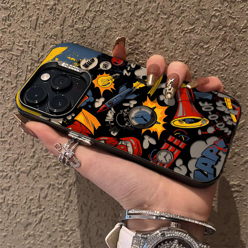 เคสไอโฟน16 15 14 13 12 11 Pro Max Case กันกระแทก Creative Doodle alarm clock Hard Compatible เคส iPhone 16PM,16Plus,X/XS, XR,7+,8Plus