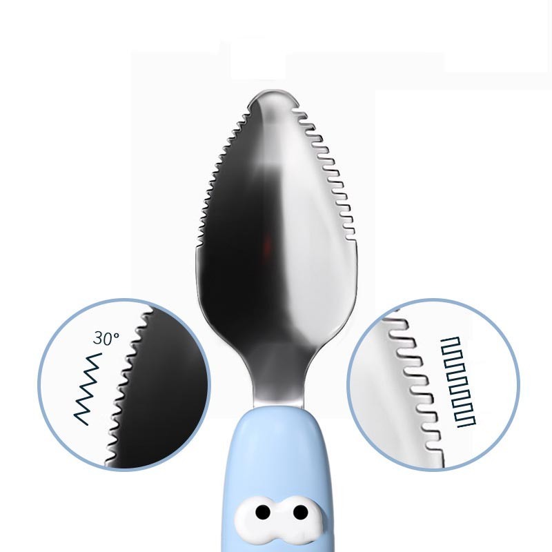 Aoduoyaya ช้อนป้อนข้าวเด็ก 2 หัว ช้อนซิลิโคน ช้อนขูดผลไม้ สแตนเลส 304 ช้อนป้อนอาหาร - รูปที่ 3