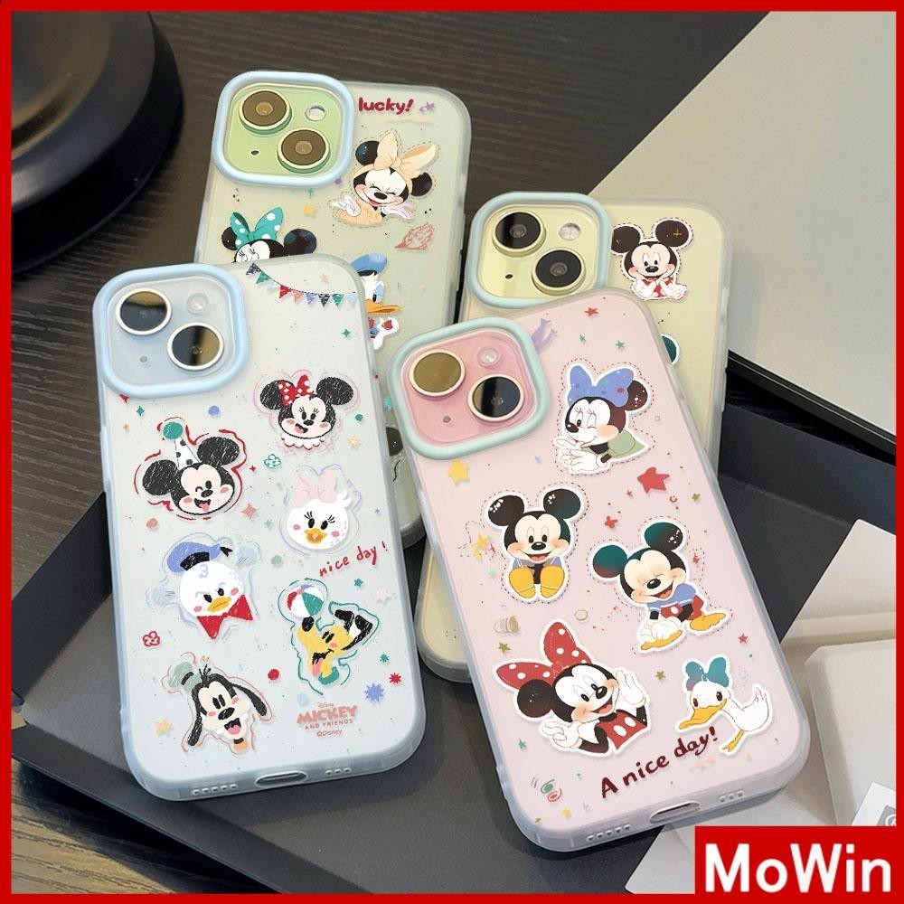 Movin - เคสใส iPhone15 11 Pro Max iPhone เคส TPU นิ่มป้องกันรอยนิ้วมือแบบด้าน หนูคู่การ์ตูนสีสันสดใสน่ารัก Compatible With iPhone14 13 12 Pro max XS XR 7 8 Plus