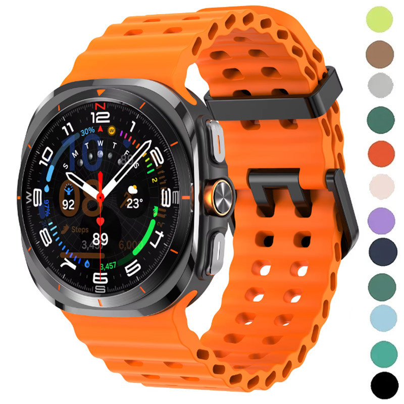 Original Ocean Band ใช้งานร่วมกับสําหรับ Samsung Galaxy นาฬิกา 7 ultra สายคล้อง 47 มม.กีฬาสร้อยข้อมือซิลิโคน correa Galaxy นาฬิกา ultra สายคล้อง 47 มม.