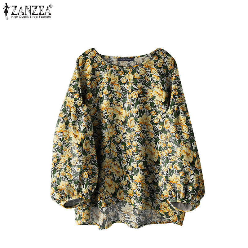 Zanzea เสื้อเบลาส์แขนเก้าไตรมาสพิมพ์ลายดอกไม้เกาหลีสําหรับผู้หญิง