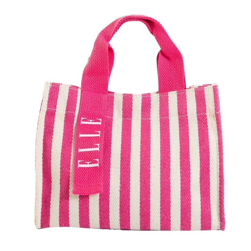 ELLE  กระเป๋าผ้า CANVAS กระเป๋า ทอลายริ้ว สีพาสเทล มีให้เลือก มีให้เลือก 4 สี รุ่น H8H010
