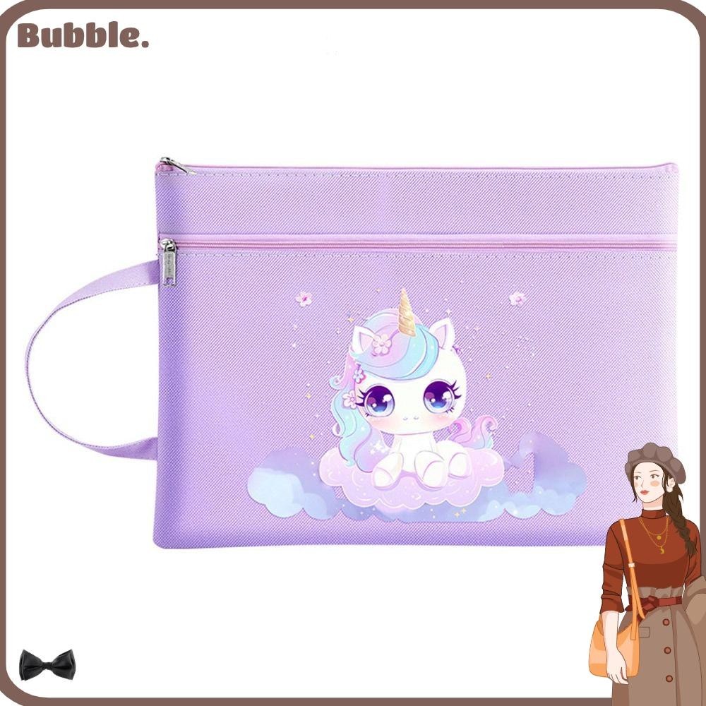 Bubble Tote กระเป๋านักเรียน, กระเป๋ากวดวิชา Capybara สองชั้น, อะนิเมะคุณภาพสูง Sanrio Unicorn Canvas A4 กระเป๋าแฟ้มนักเรียน
