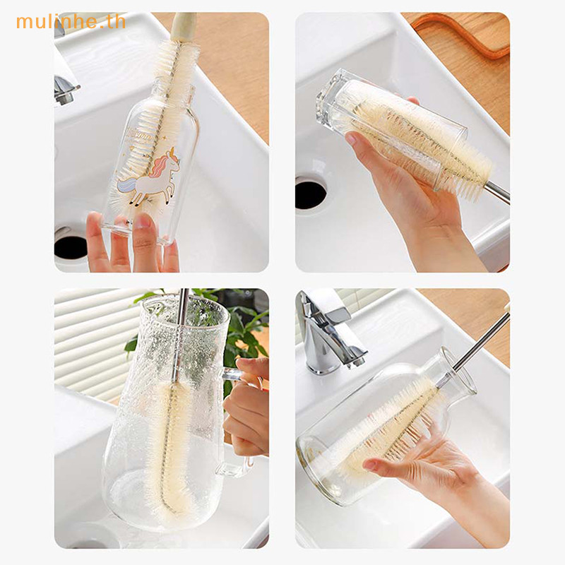 Mulinhe เครื่องมือทําความสะอาดห้องครัวขวดเครื่องดื่มแก้ว Scrubbers แปรงทําความสะอาดขวดแปรงทําความสะอาดด้ามยาว TH