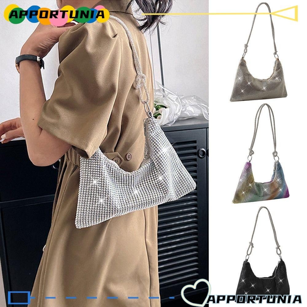 Apportunia กระเป๋าใต้วงแขน, เลียนแบบเพชรเงา Rhinestones คลัทช์กระเป๋า, ผู้หญิง Glitter Bling Bling กระเป๋าถืออาหารค่ํางานแต่งงาน