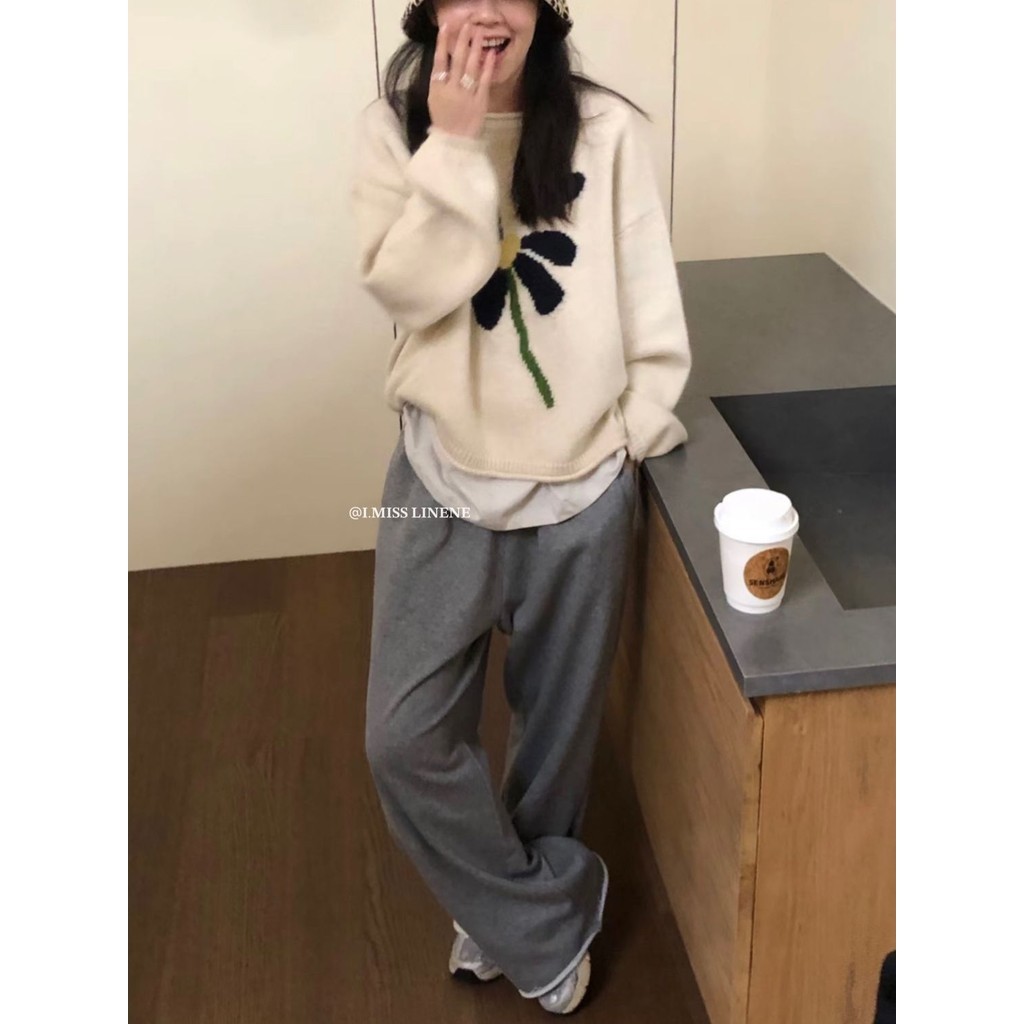 ฤดูใบไม้ร่วงเสื้อกันหนาวใหม่หลวมเสื้อสวมหัวอ่อนโยนนุ่มดอกไม้เสื้อกันหนาวผู้หญิงสไตล์ถักเสื้อกันหนาว - รูปที่ 6